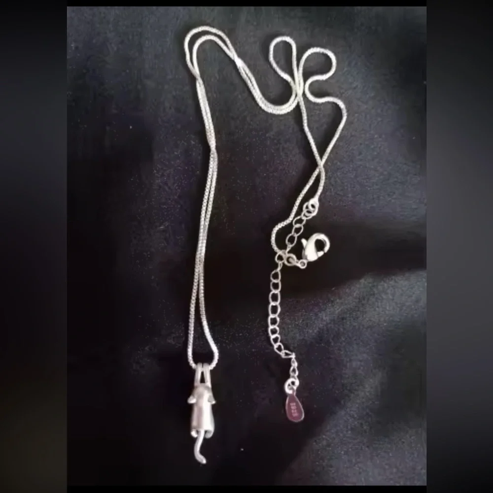 Silver Cat Pendant Necklace